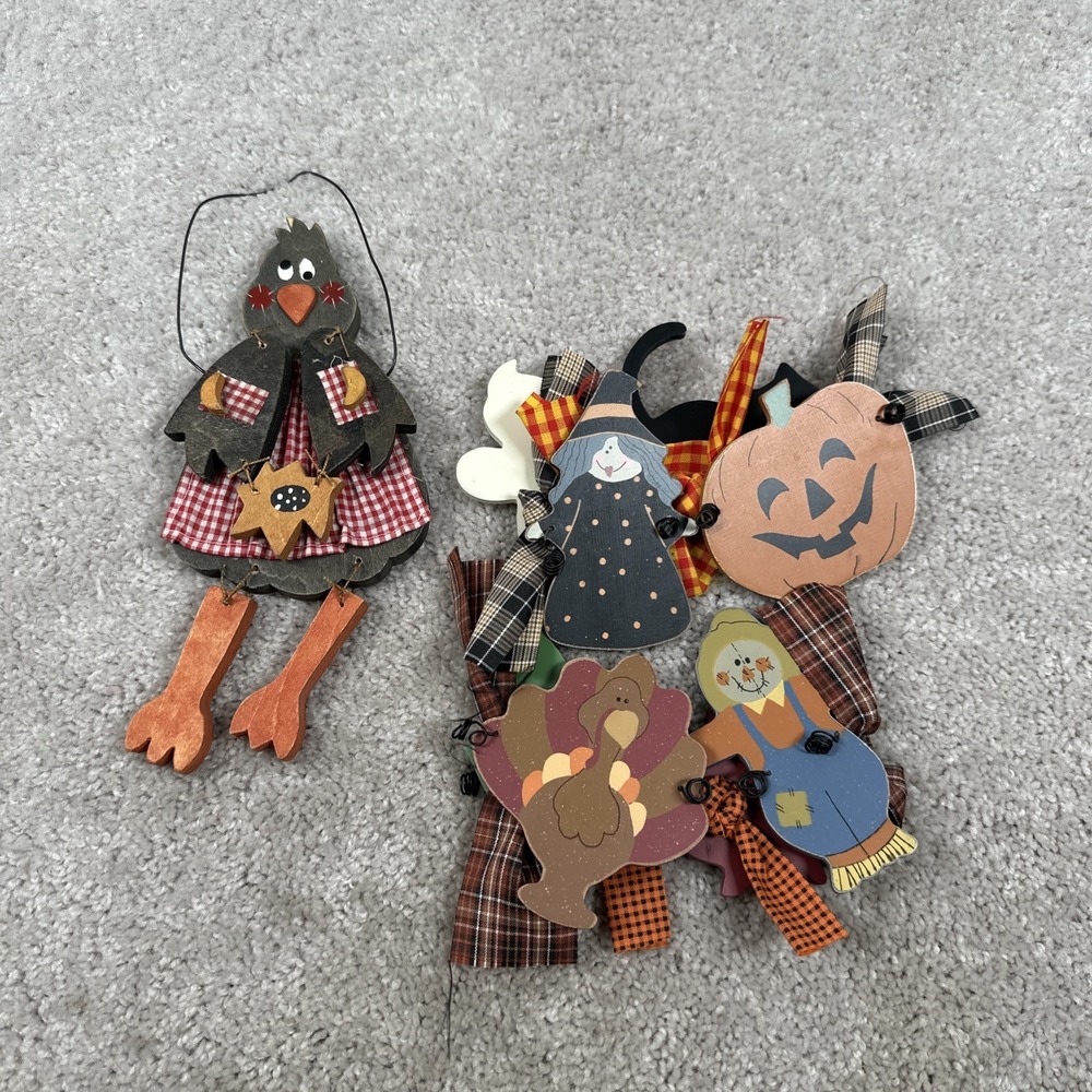 Halloween Fall Pillar Candle Wreath Ghost/Witch/Cat/Pumpkin Hanging Decor